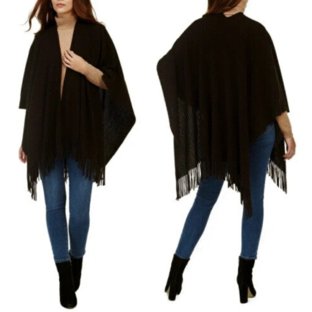 CEJON Ladies acrylic‎ black O/S Shaw wrap